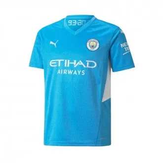 Camiseta Manchester City FC Primera Equipación 2021-2022 Light Blue-White