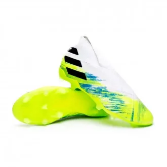Football Boots Nemeziz 19+ FG Kids White-Black-Signal green