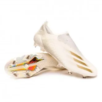 Football Boots X Ghosted+ FG White-Metallic gold melange-Black