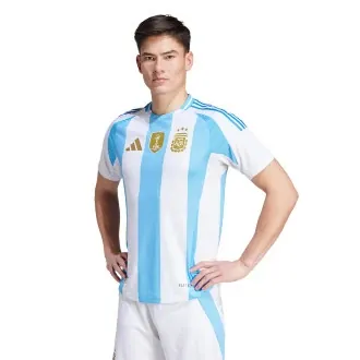 T-Shirt Argentina Home Jersey Authentic America Cup 2024 White-Blue Burst